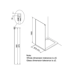 Crosswater Design 8 Slider Side Panel 900 Silver detail view - Image 4