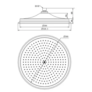 Burlington 12 Shower Rose Chrome technical drawing - Image 2