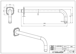 Crosswater Traditional Shower Arm Chrome technical drawing - Image 3