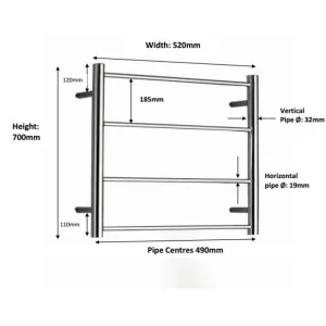 Jis Rusper 700 X 520mm Radiator For Central Heating Polished Stainless Steel detail view - Image 3