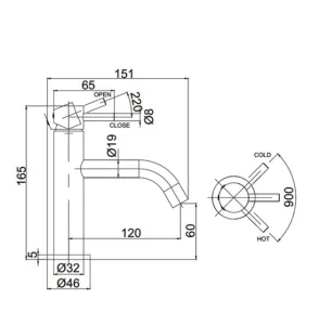 Crosswater Mpro Basin Monobloc No Waste Deck Mounted Matt Black detail view - Image 7