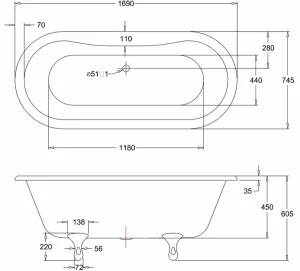 Burlington Classical Leg Set In White detail view - Image 3