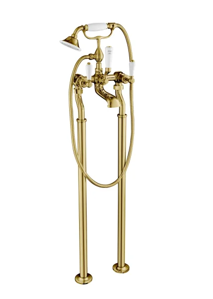 Just Taps Grosvenor Lever Freestanding Bath Shower Mixer With Kit Light Gold