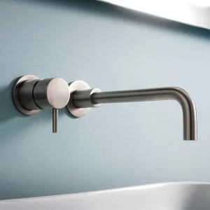 Crosswater Mpro Basin 2 Hole Set Wall Mounted Stainless detail view - Image 2