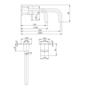 Crosswater Mpro Basin 2 Hole Set Wall Mounted Stainless detail view - Image 6