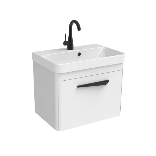 Saneux Hyde 55cm 1 Drawer Wall Mounted Unit - Matte White