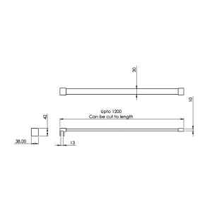 Abacus Wall Support Arm 1100mm Black technical drawing - Image 2