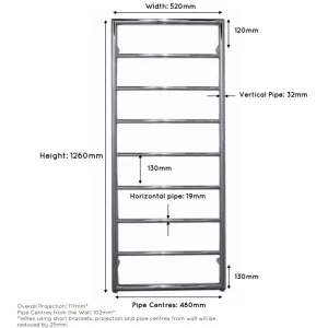 Jis Alfriston 1260/520 1260mm X 520mm Central Heating Satin Stainless Steel Radiator detail view - Image 3