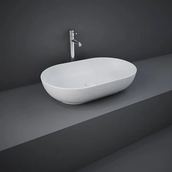 Rak Feeling 55cm Oval Counter Top Wash Basin In Matt White