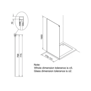 Crosswater Design 8 Slider Side Panel 800 Silver detail view - Image 4