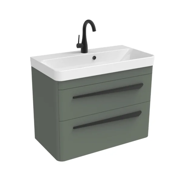 Saneux Hyde 70cm 2 Drawer Wall Mounted Unit - Matte Sage