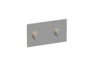 Ava Trend 1 Way 2 Handle Thermostatic Valve W/ Backplate - Brushed Stainless Steel detail view - Image 3