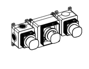 Ava Purity 3 Way 3 Handle Thermostatic Valve W/ Flanges - Brushed Brass product image - Image 3