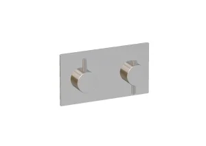 Ava Trend 1 Way 2 Handle Thermostatic Valve W/ Backplate - Polished Stainless Steel detail view - Image 3