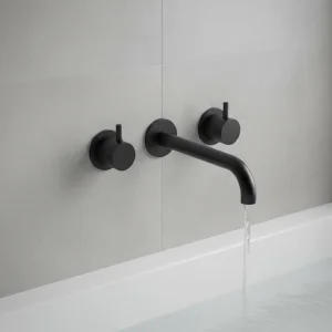 Ava Trend 3 Hole Wall Mounted Bath Mixer - Brushed Black detail view - Image 2