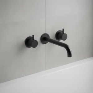Ava Trend 3 Hole Wall Mounted Bath Mixer - Brushed Black detail view - Image 3