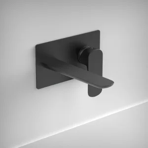 Ava Purity 2 Hole Wall Mounted Basin Mixer With Back Plate - Brushed Black