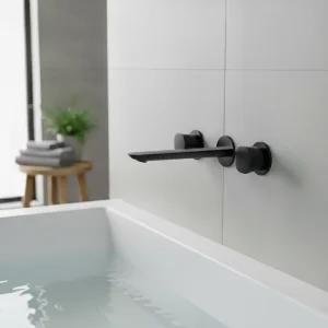 Ava Purity 3 Hole Wall Mounted Bath Mixer - Brushed Black detail view - Image 2