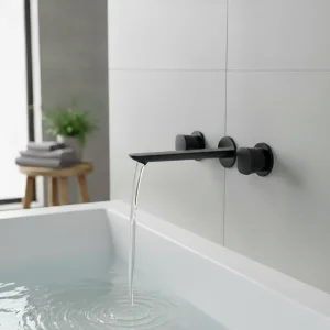 Ava Purity 3 Hole Wall Mounted Bath Mixer - Brushed Black detail view - Image 3