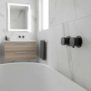 Ava Purity 1 Way 2 Handle Thermostatic Valve W/ Flanges - Brushed Black detail view - Image 2