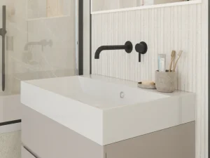 Ava Trend 2 Hole Wall Mounted Basin Mixer W/ Flanges - Brushed Black detail view - Image 4