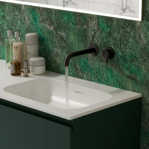 Ava Trend 2 Hole Wall Mounted Basin Mixer W/ Flanges - Brushed Black detail view - Image 6