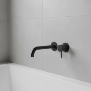 Ava Trend 2 Hole Wall Mounted Bath Mixer - Brushed Black detail view - Image 3