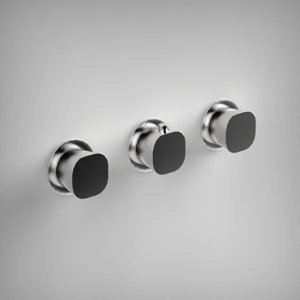 Ava Purity 2 Way 3 Handle Thermostatic Valve W/ Flanges - Polished Stainless Steel