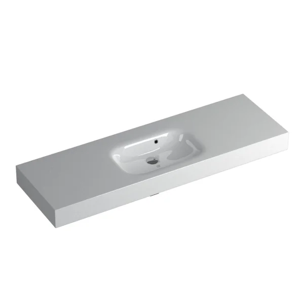 Faeber Infinite S1 Pearl 1500mm Single Central Wall Hung Basin White polished
