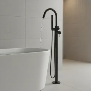 Ava Trend Floor Mounted Bath Shower Mixer - Brushed Black detail view - Image 2