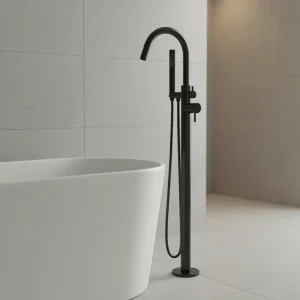 Ava Trend Floor Mounted Bath Shower Mixer - Brushed Black detail view - Image 3