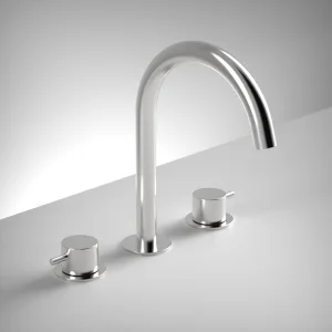 Ava Trend 3 Hole Deck Mounted Bath Mixer - Polished Stainless Steel