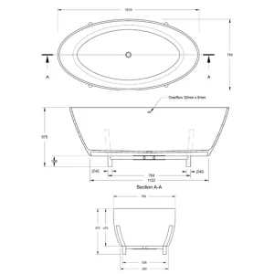 Bc Designs Essex Bath 1510 X 760 (no Waste) Industrial Grey detail view - Image 3