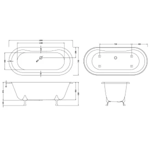 Bc Designs Elmstead 1700 Bath With Feet Set 1 White detail view - Image 3
