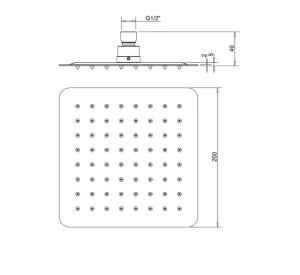 Crosswater Glide Showerhead 200mm Chrome technical drawing - Image 5