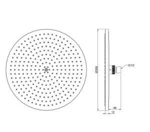 Crosswater Central Fixed Head 300mm Chrome technical drawing - Image 3