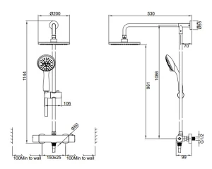 Crosswater Fusion Thermo Exposed Multifunction Valve Chrome technical drawing - Image 2