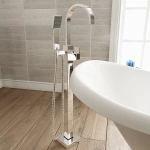 Crosswater Planet Bath Shower Mixer with Kit Floor Standing Chrome detail view - Image 3