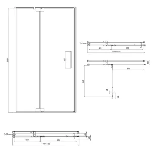 Crosswater Optix Pivot Door Inline 1200 Brushed Brass detail view - Image 3