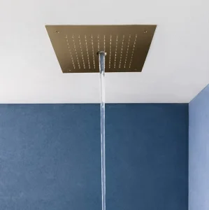 Crosswater Mpro Stream 380x380 Recessed Shower Head Brushed Brass detail view - Image 2