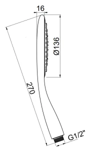 Crosswater Svelte Shower Handset Chrome technical drawing - Image 2