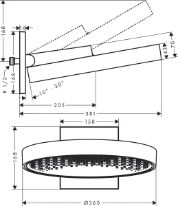 Hansgrohe Rainfinity 360 1jet Ohs Wall Chrome Chrome detail view - Image 2