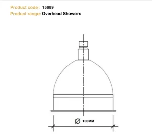 Just Taps Victorian Shower Head 150mm Chrome technical drawing - Image 2