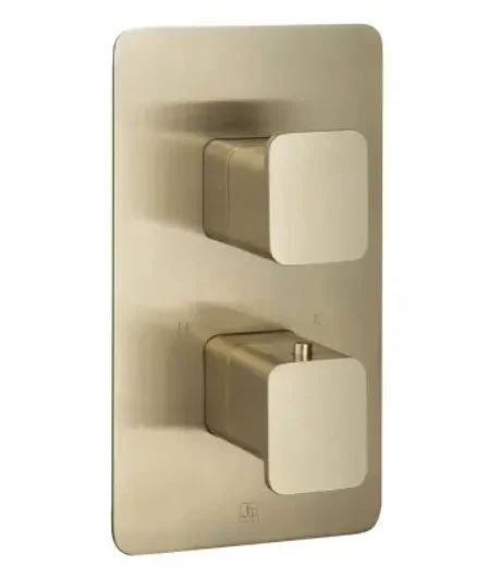 Just Taps Hix Thermostatic Shower Valve Two Option Brushed Brass