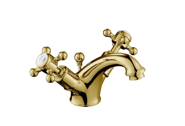 Just Taps Grosvenor Cross Basin Mixer With Puw Light Gold