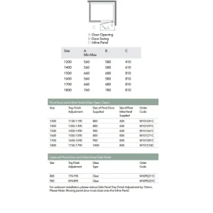 Merlyn 10 Series Pivot Door & Inline Panel 1200mm technical drawing - Image 4