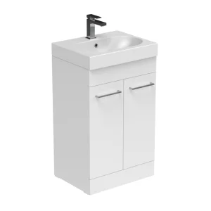 Saneux Austen 50cm 2 Door Floor Standing Unit - Gloss White