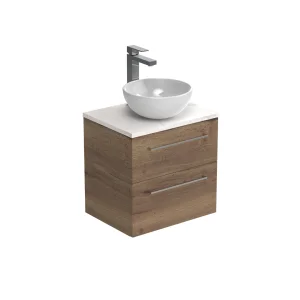 Saneux Austen 50cm 2 Drawer Wall Mounted Unit - English Oak detail view - Image 2