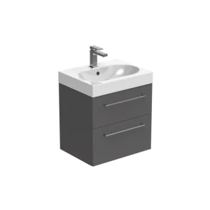 Saneux Austen 50cm 2 Drawer Wall Mounted Unit - Matte Iron Grey