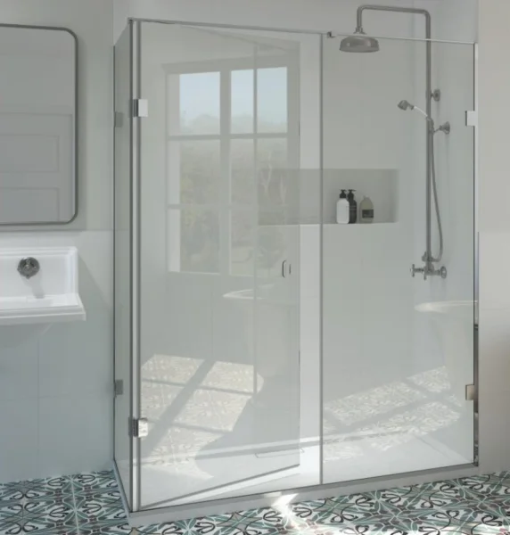 Shower Lab View 45 Standard-panel + Door Hinged From Return + Return Panel 969-989 X 869-889 X 2000